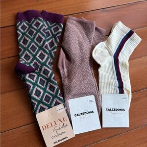 Vibrant Green and Purple Hosiery Socks Collection